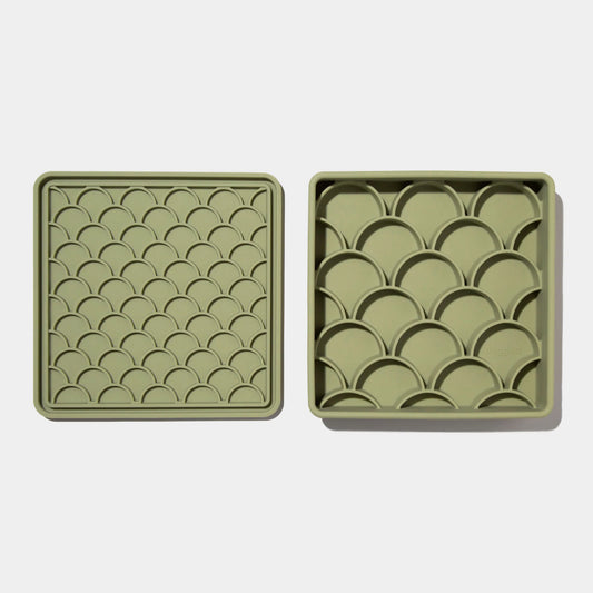 3-in-1 fish scale slow feeder bowl (olive)