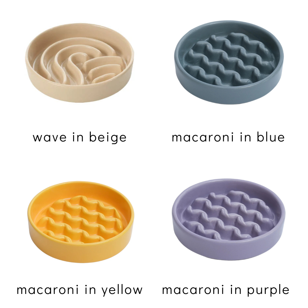 PEHOM BUNDLE | wave + macaroni ceramic slow feeder bowl