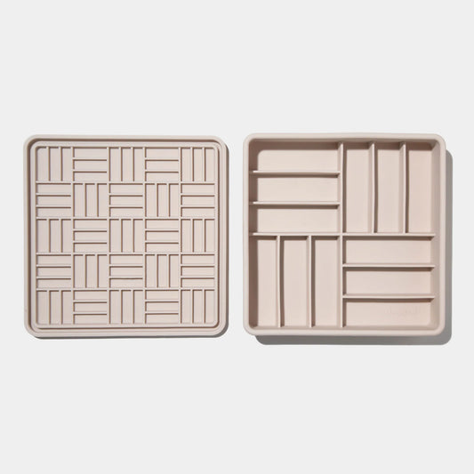 3-in-1 parquet slow feeder bowl (sand)