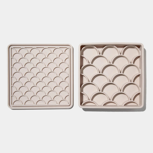 3-in-1 fish scale slow feeder bowl (sand)