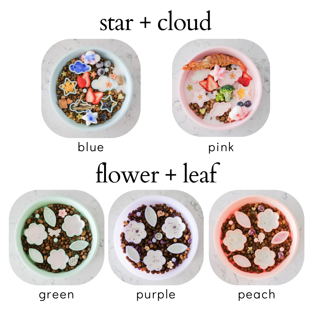 EMERY PETS BUNDLE | star cloud + flower leaf slow feeder bowl