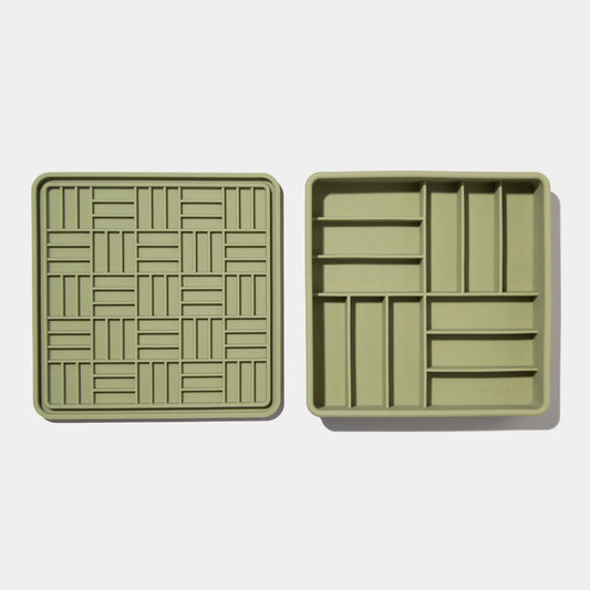 3-in-1 parquet slow feeder bowl (olive)