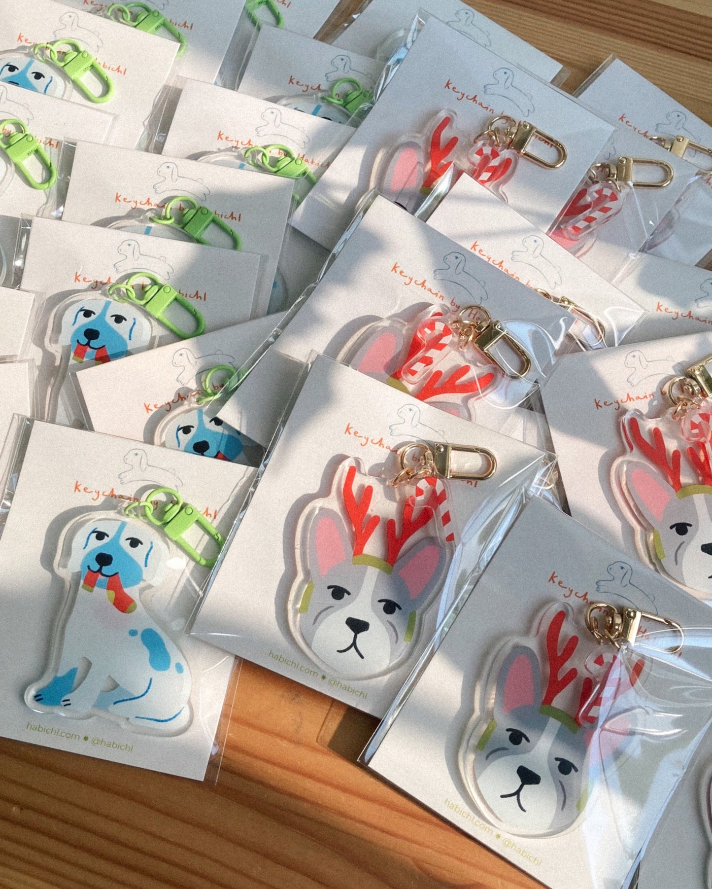 Grumpy Reindeer Frenchie Acrylic Keychain