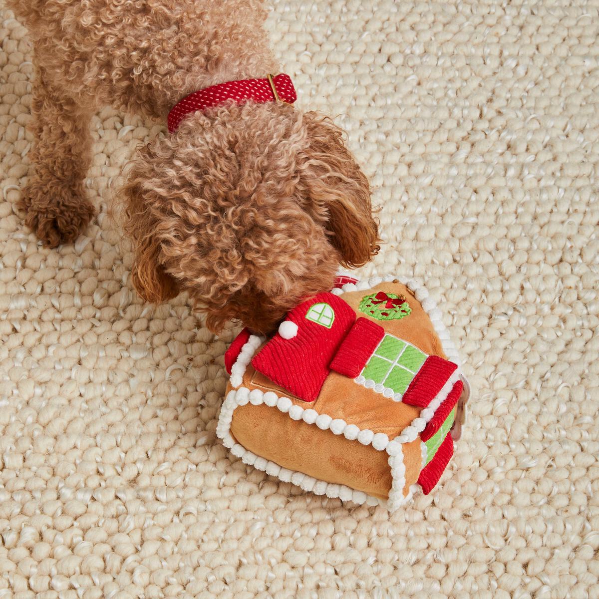 Gingerbread House Interactive Snuffle Dog Toy
