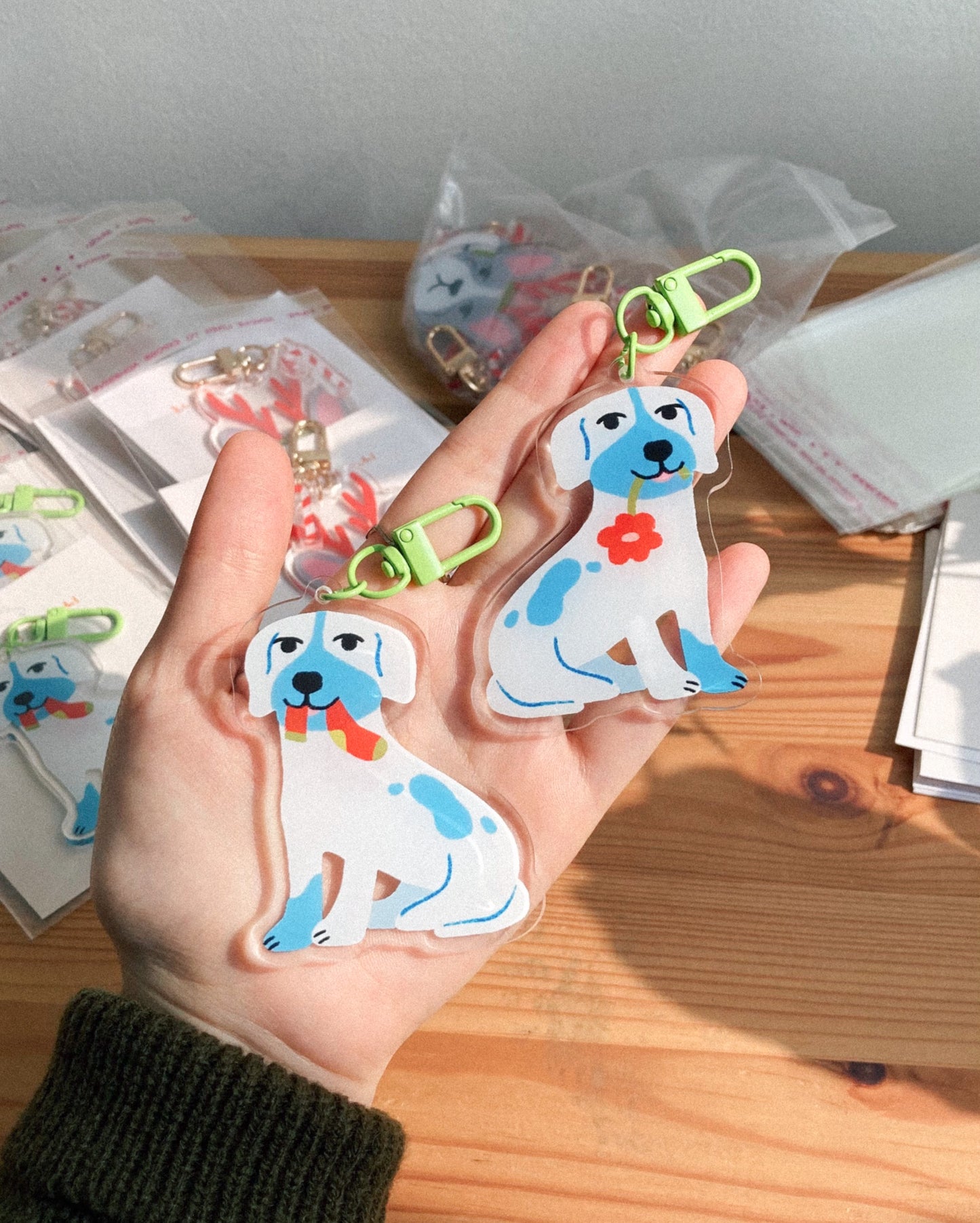 Naughty and Nice Pup Acrylic Keychain