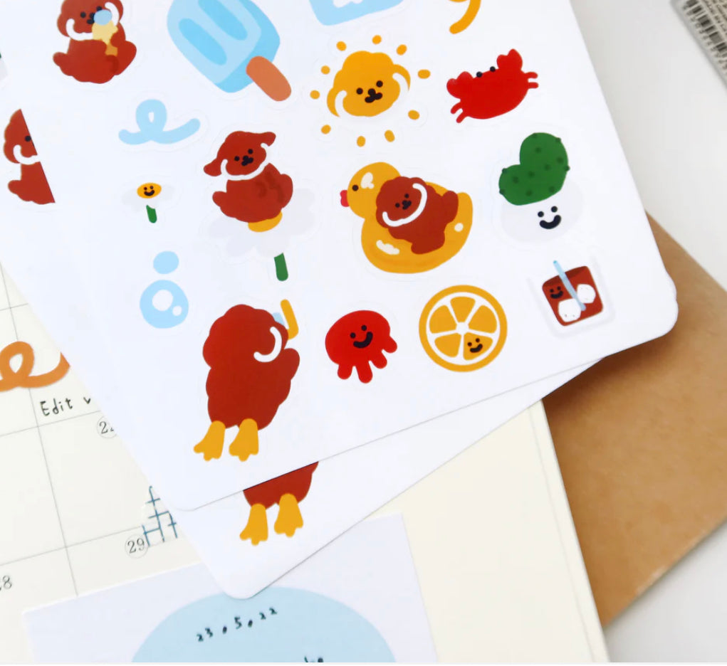 Puppy Summer Glossy Sticker Sheet