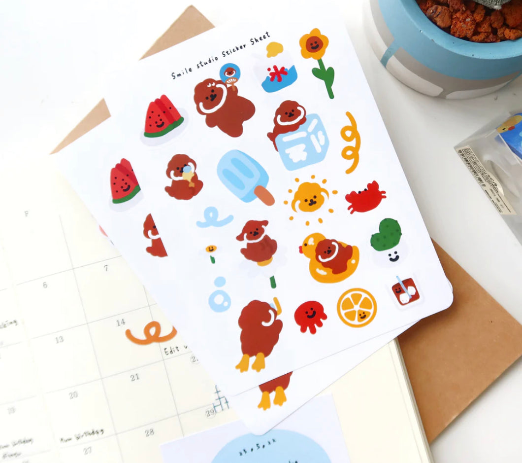 Puppy Summer Glossy Sticker Sheet