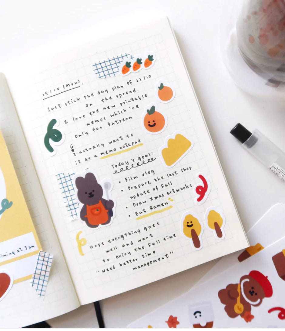 Puppy Autumn Glossy Sticker Sheet