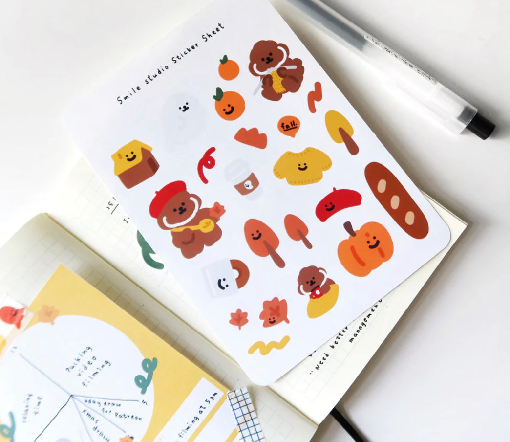 Puppy Autumn Glossy Sticker Sheet