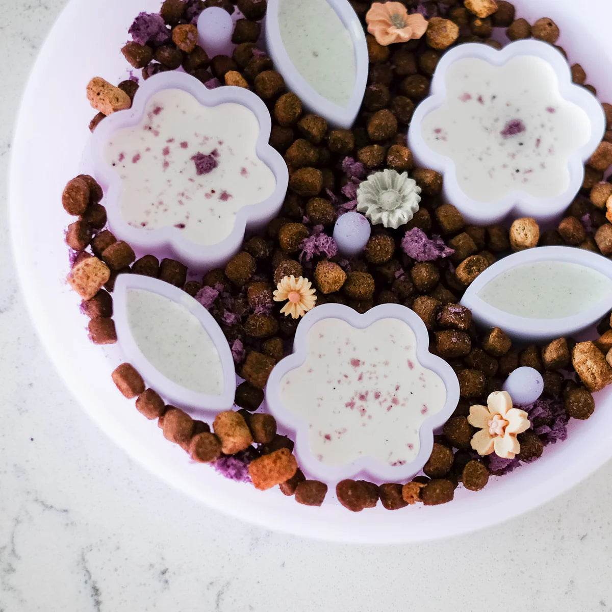 Flower + Leaf Slow Feeder Bowl (Translucent Purple)