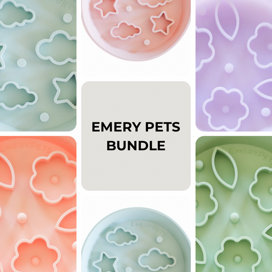 EMERY PETS BUNDLE | star cloud + flower leaf slow feeder bowl