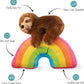 Ziggy Sloth On A Rainbow Squeaky Plush Toy