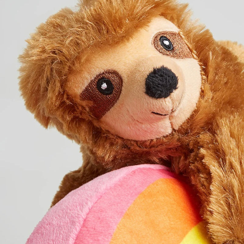 Ziggy Sloth On A Rainbow Squeaky Plush Toy