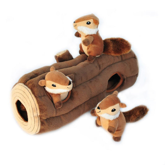 Log with 3 Chipmunks Interactive Toy