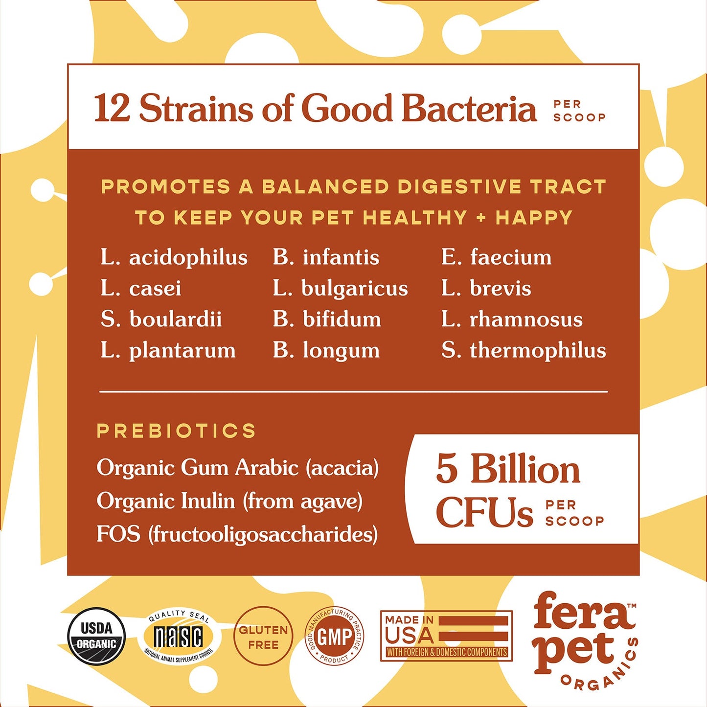 Organic Probiotics with Prebiotics (60 servings) for Dogs and Cats