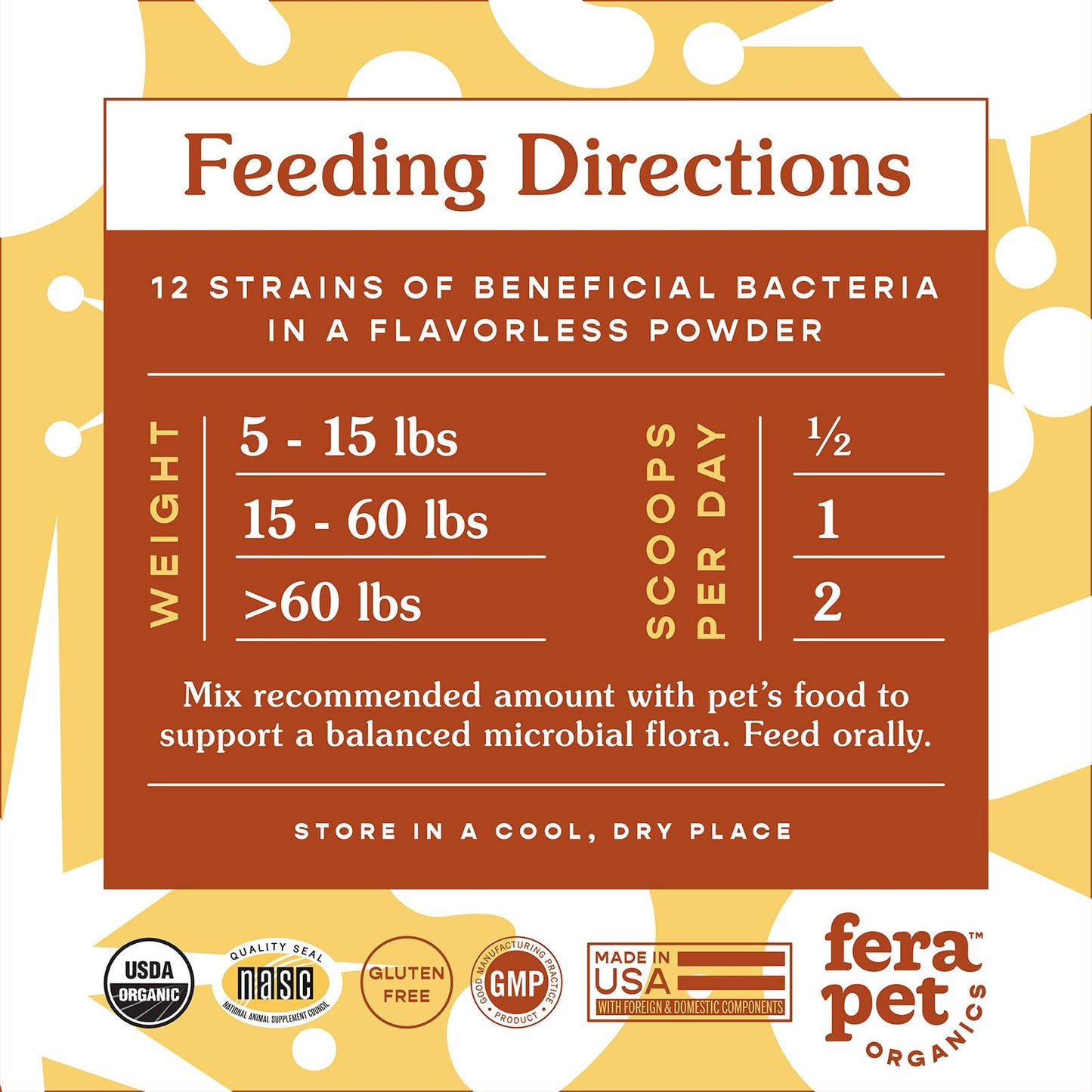 Organic Probiotics with Prebiotics (60 servings) for Dogs and Cats