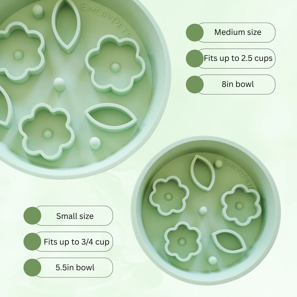 Flower + Leaf Slow Feeder Bowl (Green)