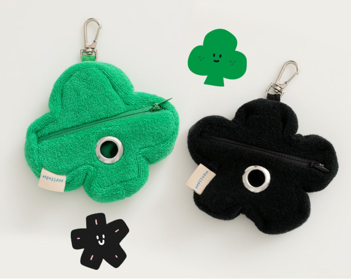 Black Flower Poop Bag Pouch