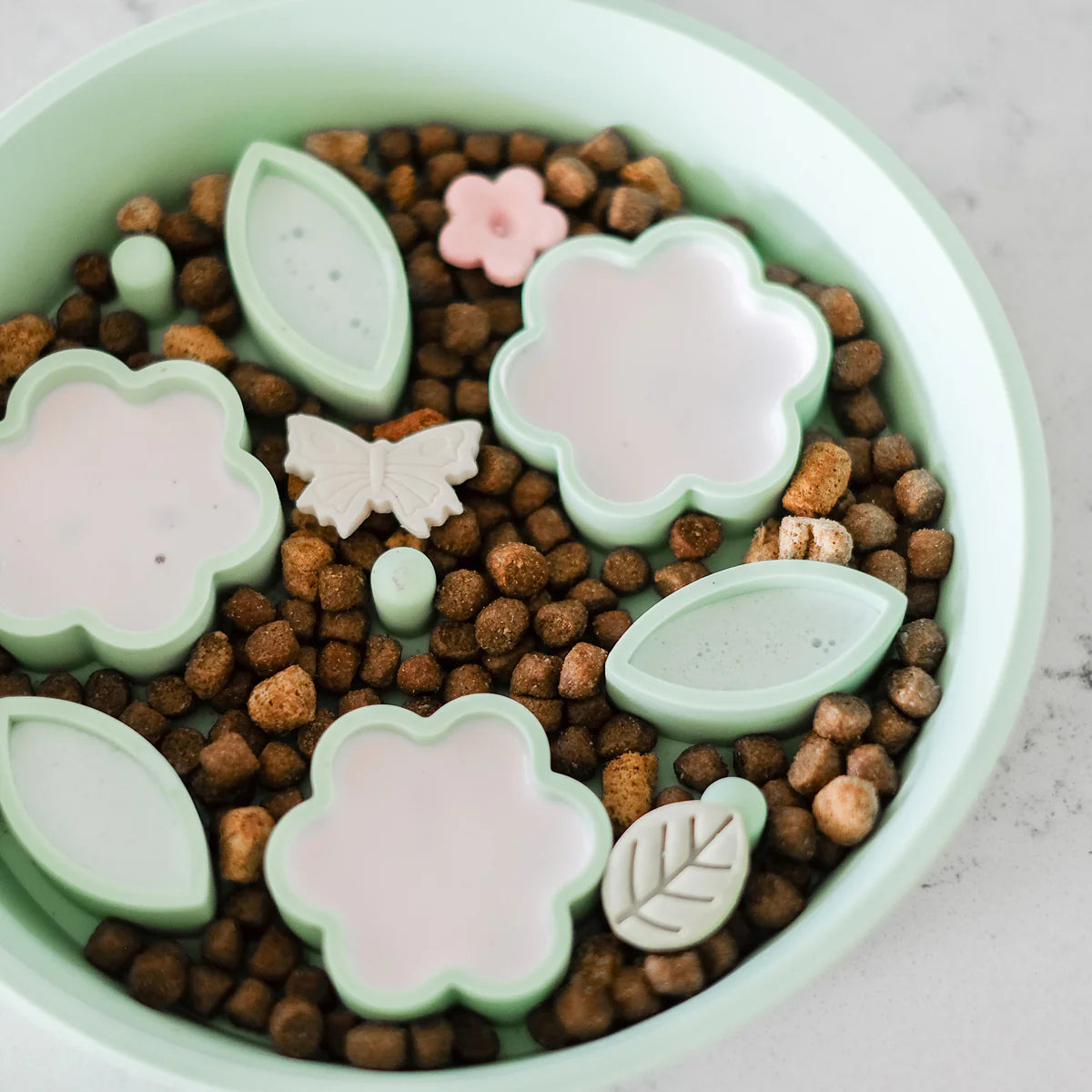 Flower + Leaf Slow Feeder Bowl (Green)