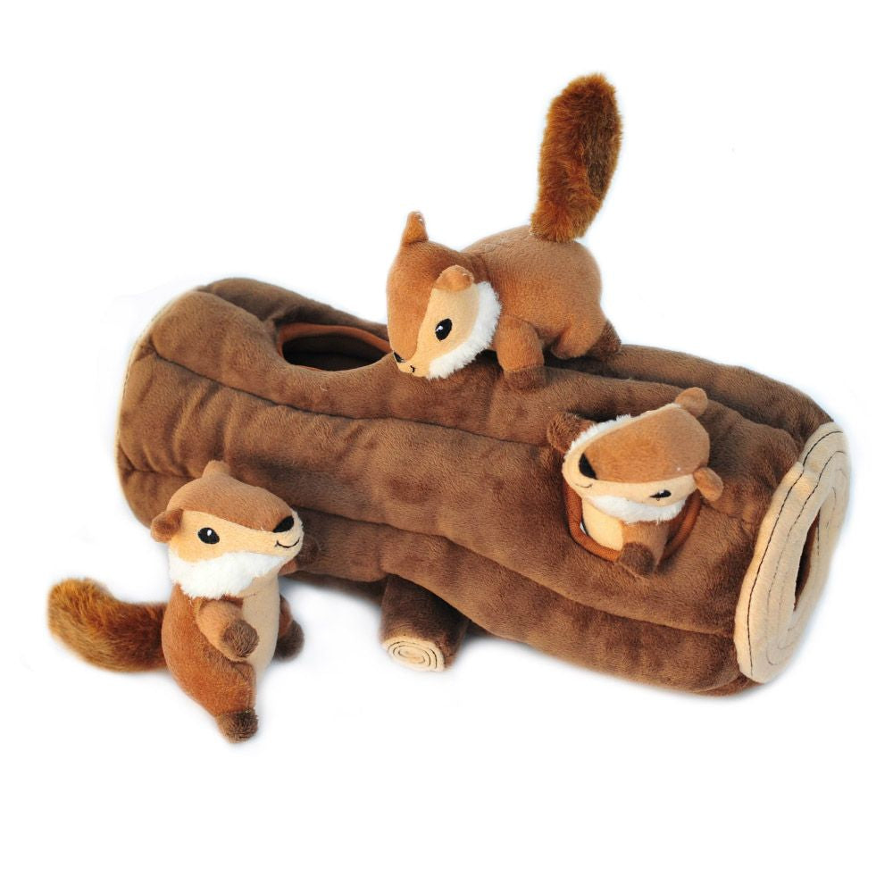 Log with 3 Chipmunks Interactive Toy