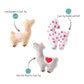 Valentine Llamas Squeaky Plush Toy (Set of 3)