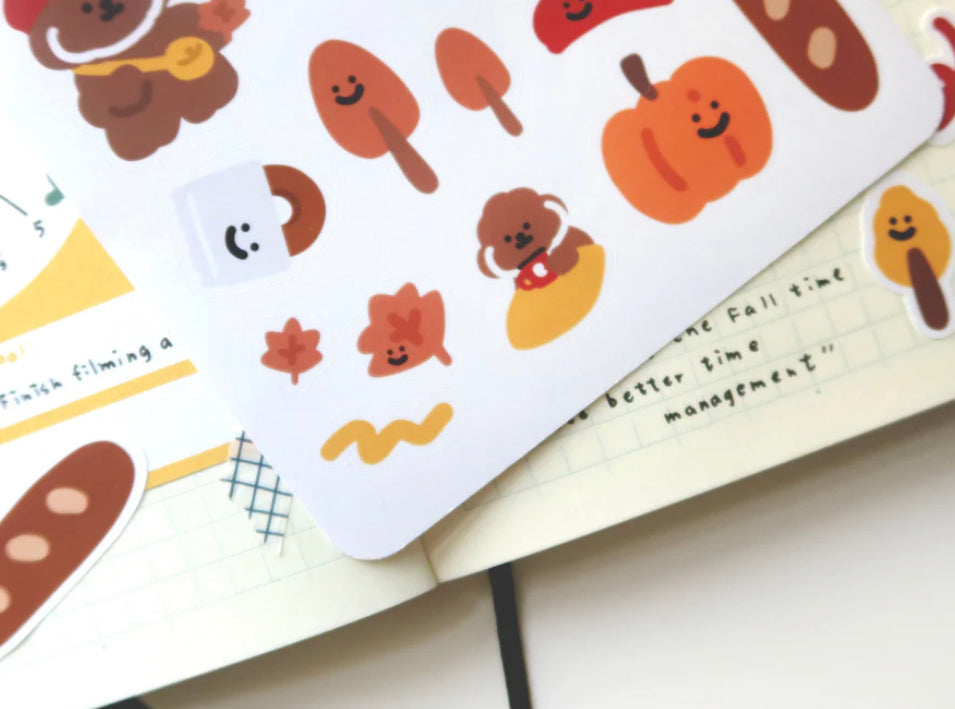 Puppy Autumn Glossy Sticker Sheet