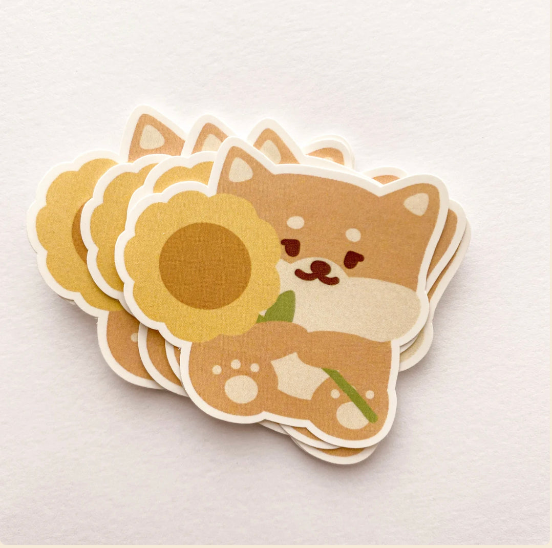 Doggo Sunflower Sticker